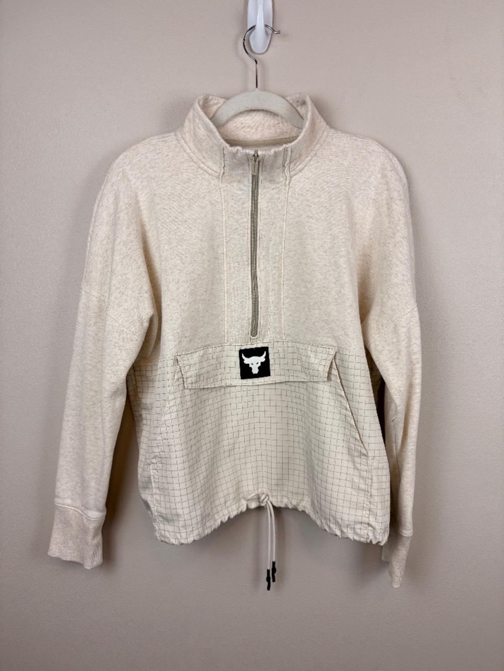 Under Armour Project Rock 1/2 Zip Pullover in Khaki Heather - Size Small